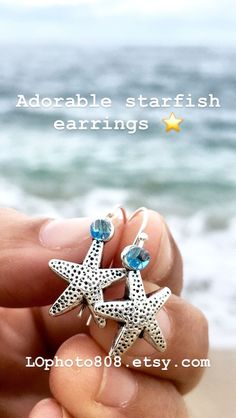 silver starfish on 925 sterling silver french hook ear wires. best sellers! so cute!! #STARFISH #handmadeEarrings #beachyJewelry Ocean-inspired Jewelry With Starfish Charm For Gift, Ocean-inspired Jewelry With Starfish Charm As Gift, Ocean-inspired Jewelry With Star Charm As Gift, Ocean-inspired Star Charm Jewelry Gift, Starfish Jewelry For Beach Season Gift, Starfish Shaped Jewelry For Beach Season Gift, Starfish Shaped Jewelry With Star Charm As Gift, Summer Starfish Charm Star Shaped Jewelry, Summer Starfish Charm Star-shaped Jewelry