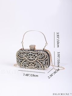 BagForLove - Stylish Rhinestone Evening Bag, Perfect for Parties - Mini Size Product Description Color Black Details Rhinestone Strap Type Chain Bag Size Mini Style Glamorous Pattern Type Plants Type Box Bag Material Glitter Composition 100% Polyester Size Chart INCH CM Bag Height Bag Length Bag Width Handle Height Strap Length 4.1 inch 7.9 inch 2.4 inch 3.9 inch 47.2 inch Bag Height Bag Length Bag Width Handle Height Strap Length 10.5 cm 20 cm 6 cm 10 cm 120 cm Details Pictures Similar Products Embellished Bags As Gifts, Rectangular Rhinestone Event Bag, Event Bags With Rhinestones Rectangular Shape, Handheld Bags With Rhinestones For Gifts, Handheld Rhinestone Bags For Gifts, Event Attire, Chain Bag, Box Bag, Mini Fashion