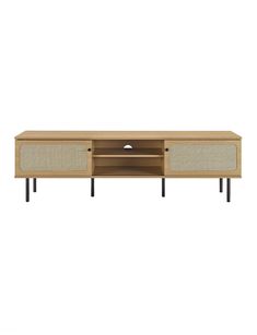 the sideboard is made from wood and has two drawers