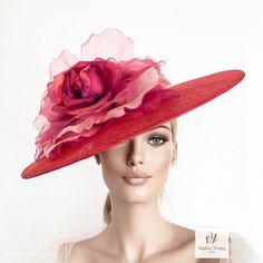 This stunning RED Fascinator is decorated with two beautiful flowers and osrich spines. This red hat is perfect for the Kentucky derby, Ascot races, weddings or any special occasion. It is mounted on a headband that allows to tilt the fascinator to the liking of each one. If you can choose the side of the head were you like to wear the fascinator, can send me a mail. **  PROCESSING TIME: 5 -7 business days. **  DELIVERY TIME (DHL Express): 2-4 business days to EEUU, 1-2 to Europe and 3-5 to Aust Red Tea Party, Red Ascot, Race Day Hats, Ivory Fascinator, Ascot Races, Red Fascinator, Red Race, Kentucky Derby Fascinator, Royal Ascot Hats