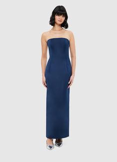 PRODUCT DESCRIPTION Premium textured maxi dressStrapless necklineInvisible side zip closureFitted waistFully lined SIZE & FIT 6 8 10 12 14 16 18 Bust 80 85 90 95 101 107 113 Waist 65 70 75 80 86 92 98 Hip 94 99 104 109 115 121 127 Back length 116 117 118 119 120 120 120 Hem Circumference 87 92 97 102 108 114 120 Amanda is 5’9" (177 cm) and wears a size 8Bust: 31” (82cm) / Waist: 24" (61cm) / Hips: 35” (89cm) Pala is 5’10” (178 cm) and wears a size 12Bust: 39” (99cm) / Waist: 31” (78cm) / Hips: 4 Tara Milk Tea, Leo Lin, Maxi Dress Navy, Denim And Lace, Year Of The Dragon, New Arrival Dress, Ladies Day, Skirt Pants, Side Zip