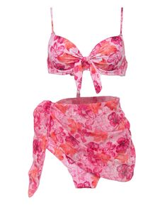 Get ready to hit the beach in style with our 3-pack floral print underwire bikini swimsuit set! This young and fresh bikini set features a micro triangle push-up design that flatters your curves and provides great support. The matching beach skirt cover-up adds an extra touch of elegance to your beach look, making it perfect for any vacation. The low waist design and underwire support provide a comfortable and secure fit, while the nylon and spandex material ensures quick drying and durability. Aesthetic Cover Up Beach, Skirt Coverup, Coverup Beach, Bachelorette Trip, Beach Skirt, Summer Bikinis, Cute Bikinis, Swimsuit Set, Outfit Aesthetic