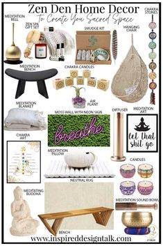 a collage of different items that include candles, pillows and other things to decorate