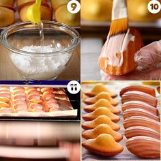 there are many different pictures that show how to bake pastries in the oven