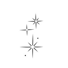 three star tattoos are shown in black ink on a white background, one has four small stars and the other has five smaller ones