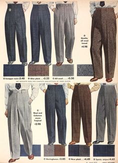 Vintage Suits Men, 1940 Mens Fashion, Vintage Suits For Men, 80s Mens Outfits, Vintage Pants Men, Suit Pants Outfit, 40s Mens Fashion, 1940s Men, Trousers Outfit Men