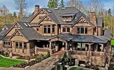 this is an image of a large house in the woods