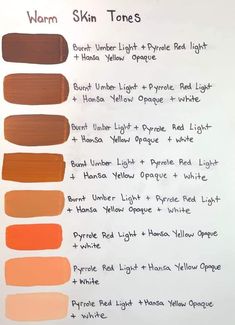 the different shades of warm skin tones are shown in this graphic diagram, which includes oranges and browns