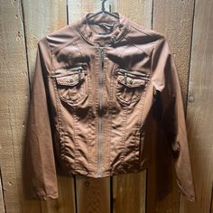 Moto Style Faux Leather Jacket Brown Size Small Nwt A Never Worn In Excellent Condition, No Flaws Spring Faux Leather Biker Jacket With Pockets, Fall Faux Leather Biker Jacket With Pockets, Casual Fall Biker Jacket With Faux Front Pockets, Spring Casual Biker Jacket With Faux Front Pockets, Casual Biker Jacket With Faux Front Pockets For Spring, Leather Jacket Brown, Accessory Inspo, Moto Style, Brown Leather Jacket