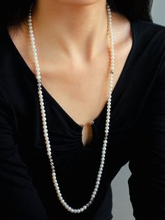 Elevate your style with the timeless beauty of our Fashion Freshwater Pearl Long Silver Necklace. This versatile and sophisticated piece features lustrous freshwater pearls delicately strung along a silver chain, creating an accessory that effortlessly exudes elegance and grace. Metal:Recycled Sterling Silver Plated On Brass Pearl:freshwater pearl 6-7mm Length:850mm Weight: 48.7g Long Silver Necklace, Simple Dress, Pearl Design, Tiger Eye Stone, Enamel Earrings, Recycled Sterling Silver, Stone Necklace, Simple Dresses, Long Necklace