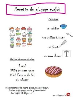 a poster with words describing different types of desserts and other things to eat in french