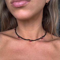 Cute Black Cherry Beaded Necklace. Feels Like The 90s. One Size Fits All. Brand New Boutique Item. Cherry Beaded Necklace, Red Sugar, Sugar Beads, Cherry Necklace, Wood Bead Necklace, Gold Tone Necklace, Black Cherry, Glass Bead Necklace, Beaded Choker