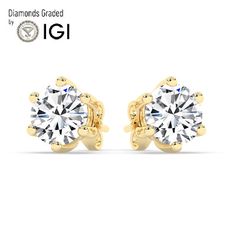 ad eBay - IGI, D/VS1,2 CT ,Solitaire Lab-Grown Round Diamond Studs Earring,18K Yellow Gold - Buy Now, click the link (eBay) Diamond Earrings Studs Round, Round Diamond Engagement Ring, Diamond Color Grade, Round Diamond Engagement Rings, Fine Earrings, Fine Jewellery Earrings, Gold Platinum, Diamond Clarity, Earring Backs