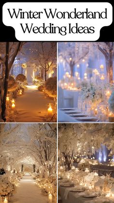 Elegant winter wonderland wedding setup with white flowers and candlelit decor. Elegant Winter Wonderland Party, Snow Winter Wedding, Silver And Gold Winter Wedding, Elegant Winter Party, Winter Wedding Backdrop Ideas, Christmas Wedding Ideas Elegant, Winter Wonderland Gala