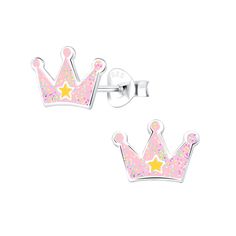 Sterling Silver Crown Stud Earrings for kids. Perfect gift for the Princess, fantasy, fairy tale or story book lover. Fun and Fashionable. Metal: 925 Sterling Silver Plating: E-Coat (Anti-Tarnish) Finishing: Enamel Weight: 0.54 g Size (w x h) 10 x 7 mm Hypoallergenic Nickel & Lead free Crown Kids, Princess Fantasy, Earrings For Kids, Crown For Kids, Cute Stud Earrings, Silver Crown, Kids Earrings, Fantasy Fairy, Pink Princess