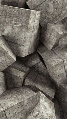 a pile of concrete blocks stacked on top of each other