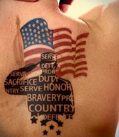 a man with an american flag tattoo on his back