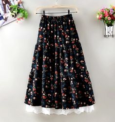 Outfit With Long Skirt, Velvet Skater Skirt, Corduroy Midi Skirt, Lace Embroidery Dress, Skater Outfit, Long Flowy Dress, Velvet Midi Skirt, Floral Embroidery Dress, Floral Print Midi Skirt