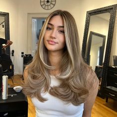 Brunette With Blonde Hair, Cool Blonde Highlights On Dark Hair, Honey Blonde Balayage On Black Hair, Full Head Highlights Dark Hair, Super Light Brown Hair, Warm Blonde Hair Color Honey, Blonde Hair On Mexican Women, Dark To Blonde Hair, Full Highlights Blonde On Brown Hair