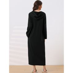 Womens Hoodie Zip Up Closure Pajama Nightshirt Long Sleeve Robe Loungewear with Pocket. This Hoodie Zip Up Nightshirt is the perfect choice for daily wear, or lounging wear at home. Versatile long dress for all occasions! With a loose casual maxi length, zip-up closure, soft fabric, and perfect hoodie design, this robe is everything you need for fully luxurious lounging wear. With a fully zip-up closure, practical pocket, and hoodie design, this nightshirt robe is everything you need for loungin Hooded Sleepwear For Fall, Casual Hooded Sleepwear For Fall, Black Long Sleeve Sleepwear, Casual Hooded Sleepwear For Overnight, Plain Long Sleeve Hoodie For Loungewear, Black Hooded Winter Sleepwear, Black Hooded Sleepwear For Winter, Robe Loungewear, Zip Hoodies Womens