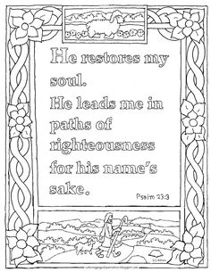 a coloring page with an image of jesus in the center and bible verse below it