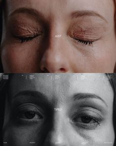 the before and after photos of a woman's eyes