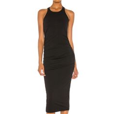 This Racerback Tank Dress Offers Lean Lines In A Midi-Length Cut That Hugs You In Stretchy Cotton Jersey With Ruched Sides To Soften The Fit. Size: Xs = 0 ***Snug Fit; For A More Relaxed Fit, Order One Size Up. Approx. Measurements: Bust: 13" Length: 45" Color: Black Slips On Over Head Scooped Neck Sleeveless Fabric: 94% Cotton, 6% Lycra Spandex Care: Machine Wash, Tumble Dry Made In The Usa Nwt. Questions Welcome. Black Racerback Dress, Black Stretch Racerback Dress, Black Backless Midi Dress With Ruched Back, Casual Black Racerback Dress, Black Stretch Midi Length Backless Dress, Black Stretch Backless Midi Dress, Black Midi Dress With Ruched Back For Date Night, Black Ruched Back Midi Dress For Spring, Black Midi Dress With Ruched Back For Spring