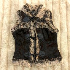 Size: Medium Condition: Nwot/ May Show Wear From Storage Brown Fitted Faux Fur Outerwear, Sanrio Jacket, Valentino Jacket, Suede Fringe Vest, Leather Biker Vest, Faux Leather Vest, Corset Vest, Ruffle Jacket, Last Kiss