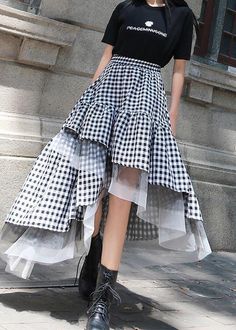 Sukienki Maksi, Detail Couture, Mode Tips, Dress Cake, Half Skirt, Black And White Plaid, High Waist Fashion, Fashion Korean