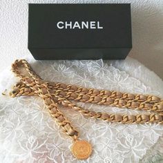 Find many great new & used options and get the best deals for Chanel gold Beige Double chain Leather Belt Coin 91cm Ladies Accessories Auth at the best online prices at eBay! Free shipping for many products!