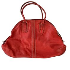 Gorgeous Large Soft Pebbled Leather Abro Leather Bag In A Cherry Red Color. This Is A Vintage Bag And Has Some Marks On The Interior Rim And Bottom Fabric As Well As On The Exterior Leather - Please See All Photos. Made In Italy. Cherry Red Color, Leather Satchel Bag, Vintage Bag, Satchel Bag, Cherry Red, Vintage Bags, Leather Satchel, Satchel Bags, Pebbled Leather