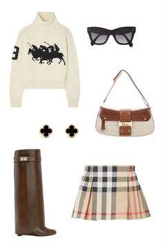 Burberry Skirt Outfit, Miu Miu Outfit, Burberry Skirt, Uni Outfits, Casual Preppy Outfits, Fancy Outfits, Mode Inspiration, Lookbook Outfits, Winter Fashion Outfits