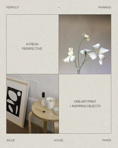 an image of some flowers on a table with other things in the room around it