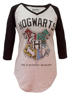 the hogwarts baseball jersey is white and black