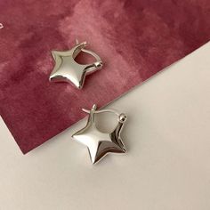 Y2K Metal Star Earrings Pastel Kitten Silver Star Earrings, Kawaii Earrings, Metal Star, Kawaii Accessories, Dope Jewelry, Metal Stars, Jewelry Lookbook, Metal Earrings, Dream Jewelry