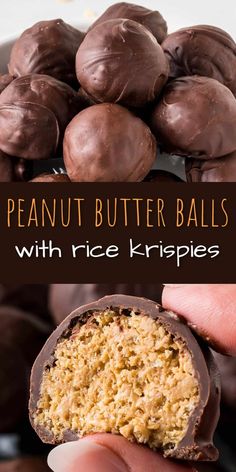 peanut butter balls with rice krispies in the middle