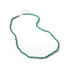 14kt Malachite Beaded Necklace 22" Beautifully handmade in New York city of vivid green malachite. Looks perfect worn alone or layered. 14kt Yellow Gold 0.65gm Gold 4mm Malachite 22" + 2" ext Length Lobster Lock Made in New York Green Malachite Beaded Necklaces With Natural Stones, Green Malachite Beaded Necklace With Natural Stones, Polished Malachite Round Beaded Necklaces, Round Malachite Beaded Necklace, Green Malachite Round Beads, Green Malachite, Nova York, Baroque Pearls, Ring Bracelet