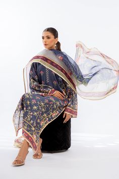 Pari (B) Designer Blue Floral Print Dupatta, Festive Indigo Dupatta With Resham Embroidery, Festive Indigo Dabka Salwar Kameez, Cotton Silk Dupatta With Naqshi For Festivals, Cotton Silk Dupatta With Naqshi In Traditional Drape, Traditional Naqshi Cotton Silk Dupatta, Traditional Drape Dupatta In Cotton Silk With Naqshi, Unstitched Indigo Chanderi Salwar Kameez, Bollywood Style Indigo Dupatta For Eid