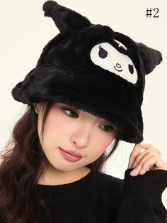 This price is for a hat only, others are not included. Cute One Size Hat, Cute Black Cap Hat, Cute Winter Hat With Short Brim, Cute Costume Cap Hat, One Size Fits Most, Cute Adjustable Winter Bucket Hat, Black Novelty Beanie Hat, Novelty Black Beanie Hat, Cute Bucket Hat With Curved Brim, Black Adjustable Harajuku Hat