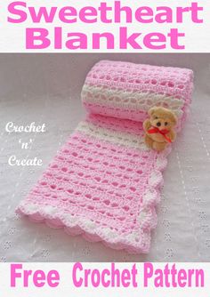 a crocheted blanket with a teddy bear on it and the text, free crochet pattern