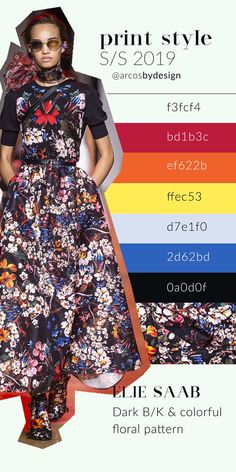 Elie Saab. I am absolutely in love with this print, I think the black background turned down the cheesy colorful flowers. Gets 5 <3 <3 <3 <3 <3 #ss19 #printdesign #pattern #floral #outfit #black Mary Cassatt