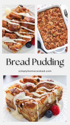 This Bread Pudding is the ultimate comfort dessert. It’s made with baked brioche bread and rich custard along with golden raisins and pecans, and drizzled with a warm vanilla rum sauce.