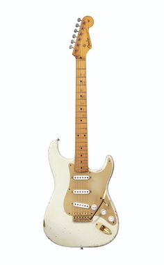 an electric guitar is shown against a white background