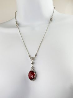 Natural Ruby Quartz Silver Necklace 925 Sterling Ruby - Etsy Oval Silver Chain Necklace Gift, Silver Chain Necklace With Oval Shape For Gift, Oval Silver Chain Necklace For Gift, Oval Sterling Silver Necklace With Lobster Clasp, Adjustable Oval Silver Necklace, Sterling Ruby, Ruby Quartz, Ruby Necklace, Necklace Women