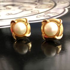 Classic, Real Pearl Earrings Set In 14k Gold. Solid 14k Gold. Stamped. Stamped .585 Which Is European Mark For 14 Karat Gold. Width: 0.5 Inch Pre-Owned In Great Condition. No Back Post As Pictured. They Are Gorgeous. Elegant 14k Stamped Earrings For Wedding, Elegant 14k Gold Clip-on Earrings, Elegant 14k Stamped Wedding Earrings, Elegant 14k Stamped Round Earrings, Elegant 14k Stamped Earrings, Elegant Round 14k Stamped Earrings, Elegant 14k Gold Clip-on Earrings For Formal Occasions, Elegant Round 14k Gold Earrings, Elegant 14k Gold Screw Back Earrings