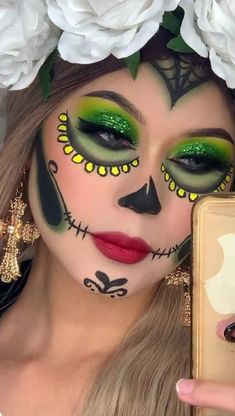 Halloween Maquillaje, Skull Face Paint, Sugar Skull Face, Dead Makeup, Skeleton Makeup