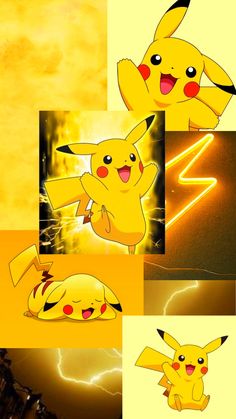 some pictures of pikachu with lightning in the background