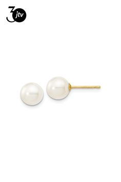 10k yellow gold 6-7mm white round freshwater cultured pearl stud earrings with push backing. Pearl Stud Earrings, Pearl Studs, 10k Gold, Fresh Water, Pearl Earrings, Yellow Gold, Stud Earrings, Yellow, Gold