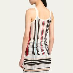 Bottega Veneta stripe knit tank top Scoop neckline Sleeveless Slim fit Pullover style Cotton/nylon/polyamide Made in Italy Chic Striped Summer Vest, Spring Striped Knit Tank Top, Striped Knit Tank Top For Spring, Fitted Striped Knit Tank Top, Striped Tank Top For Spring, Striped Knit Tank Top For Summer, Striped Knit Sleeveless Tank Top, Fine Knit Sleeveless Tank Top For Summer, Striped Tank Vest For Spring