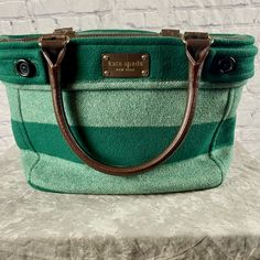 Pristine Condition Kate Spade Beantown Wool Qunn Handbag Decadent Fall Classic Fleece / Wool Very Spacious: Measures Approx 14.5” W 14” Tall 4.75 A Rare Handbag Built To Last Interi And Exterior Have Love Marks Checks Check All Photos Please Green Top Handle Bag With Leather Trim, Green Shoulder Bag With Leather Trim For Shopping, Green Leather Trim Shoulder Bag For Shopping, Green Bag With Leather Trim For Shopping, Green Bags With Leather Trim For Shopping, Green Satchel Bag With Leather Trim, Kate Spade Green Shoulder Bag For Errands, Kate Spade Green Double Handle Bag, Green Shoulder Bag With Rolled Handles For Travel